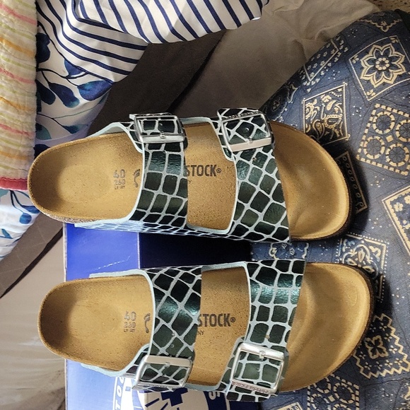 Birkenstock sz9 Arizona Gator Gleam Ocean Breeze - Picture 3 of 5